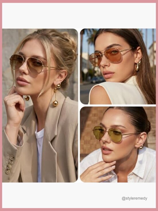 Oversized Aviator Sunglasses with UV400 Protection, Adjustable Metal Temples main image 7